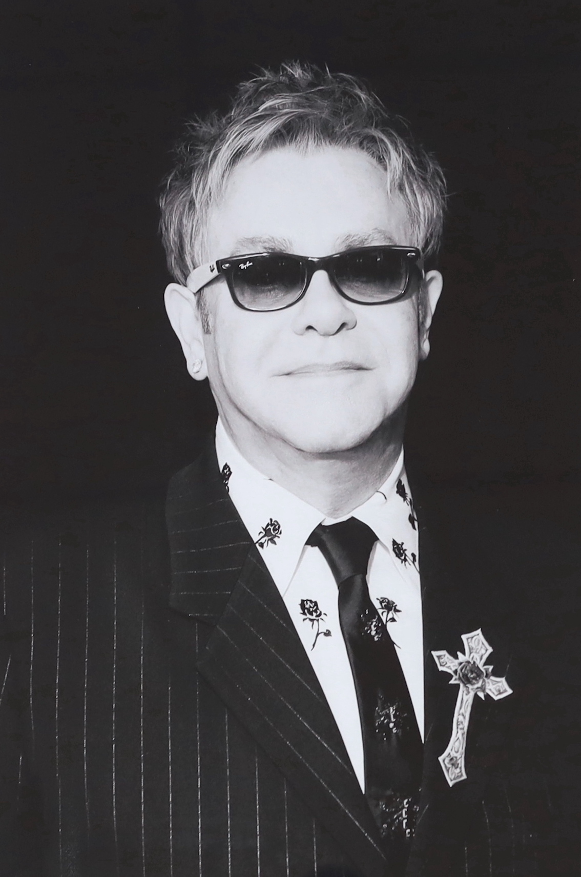 Brian Aris, black and white photograph of Elton John, 49cm x 33cm